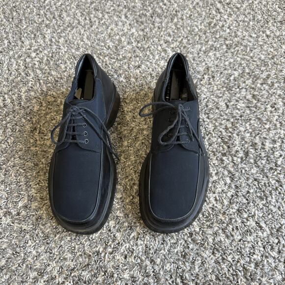 Vintage Bacco Bucci Men Oxford Shoes Dark Black Leather / Fabric 43 US 9.5 Italy main image 12